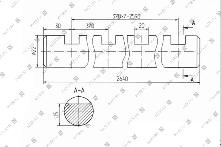 Чертеж валика соединительного 401.4.05
